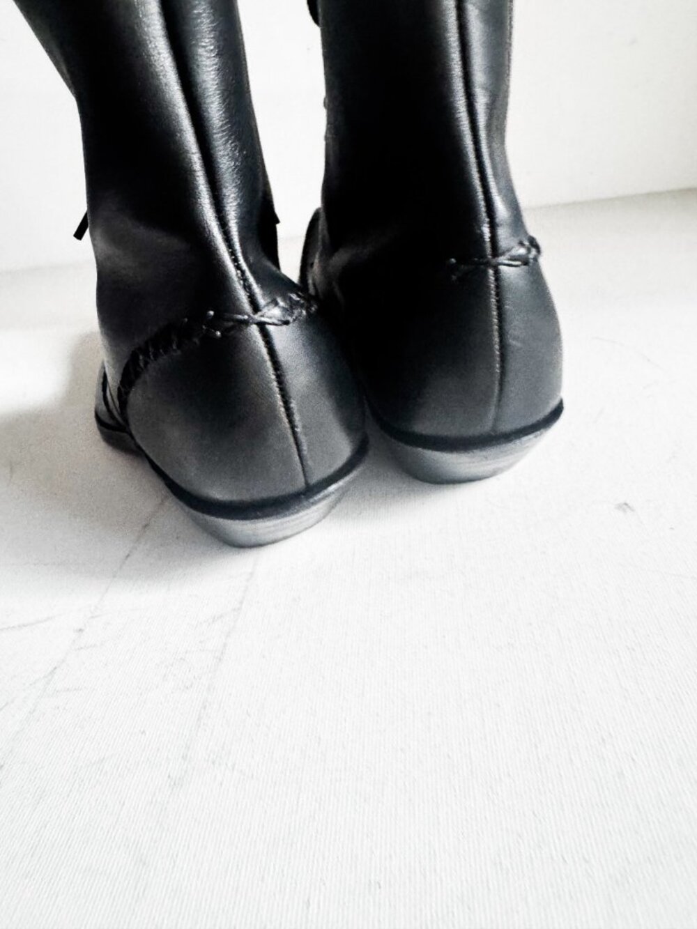 Vintage 90s y2k Go West Black Pointy Toe Whipstitch Detail Lace up Booties MX6/9 - Picture 4 of 9
